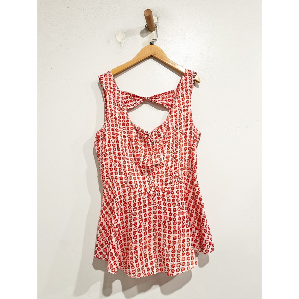 Free People Vintage Red Floral Peplum Tank Size 12